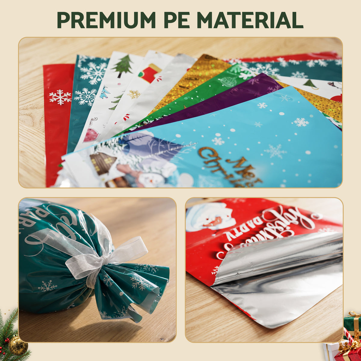 Jingle Jollys 27PCS Christmas Gift Bags Set Large Medium Small 4 Assorted Sizes