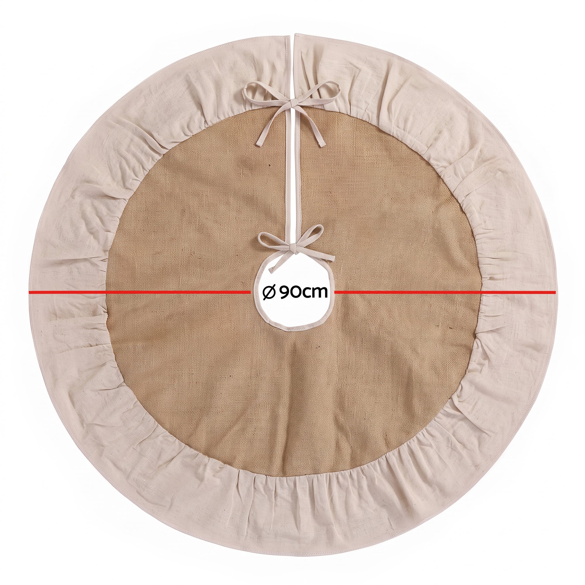Jingle Jollys 90cm Christmas Tree Skirt Linen Christmas Tree Mat Decor