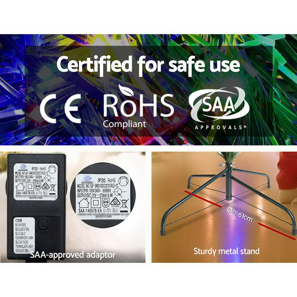 Jingle Jollys Christmas Tree 2.4M Xmas Tree Decoration 8 Light Mode Multi Colour