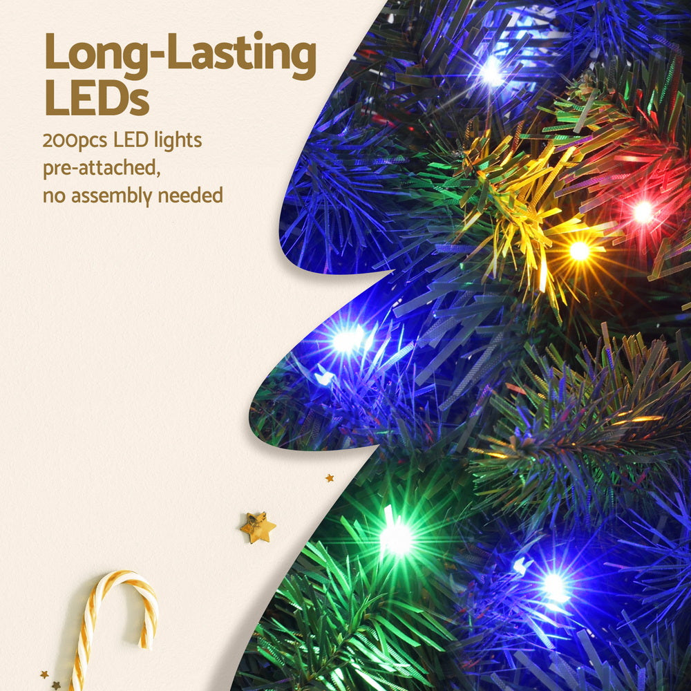 Jingle Jollys 1.8M Pre-lit Christmas Tree 9 Modes Dual Colour 200 LED Light Xmas