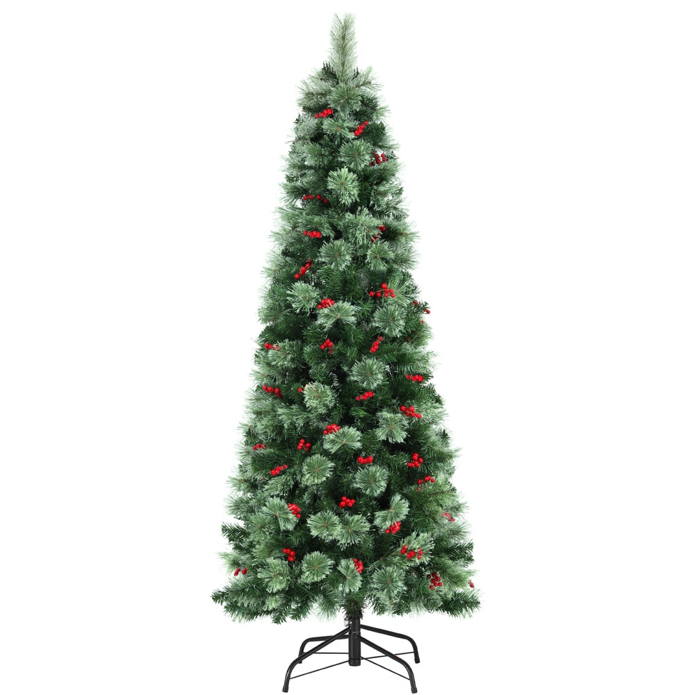 Jingle Jollys Christmas Tree 1.8M LED Xmas Tree Party Decorations Red Barries