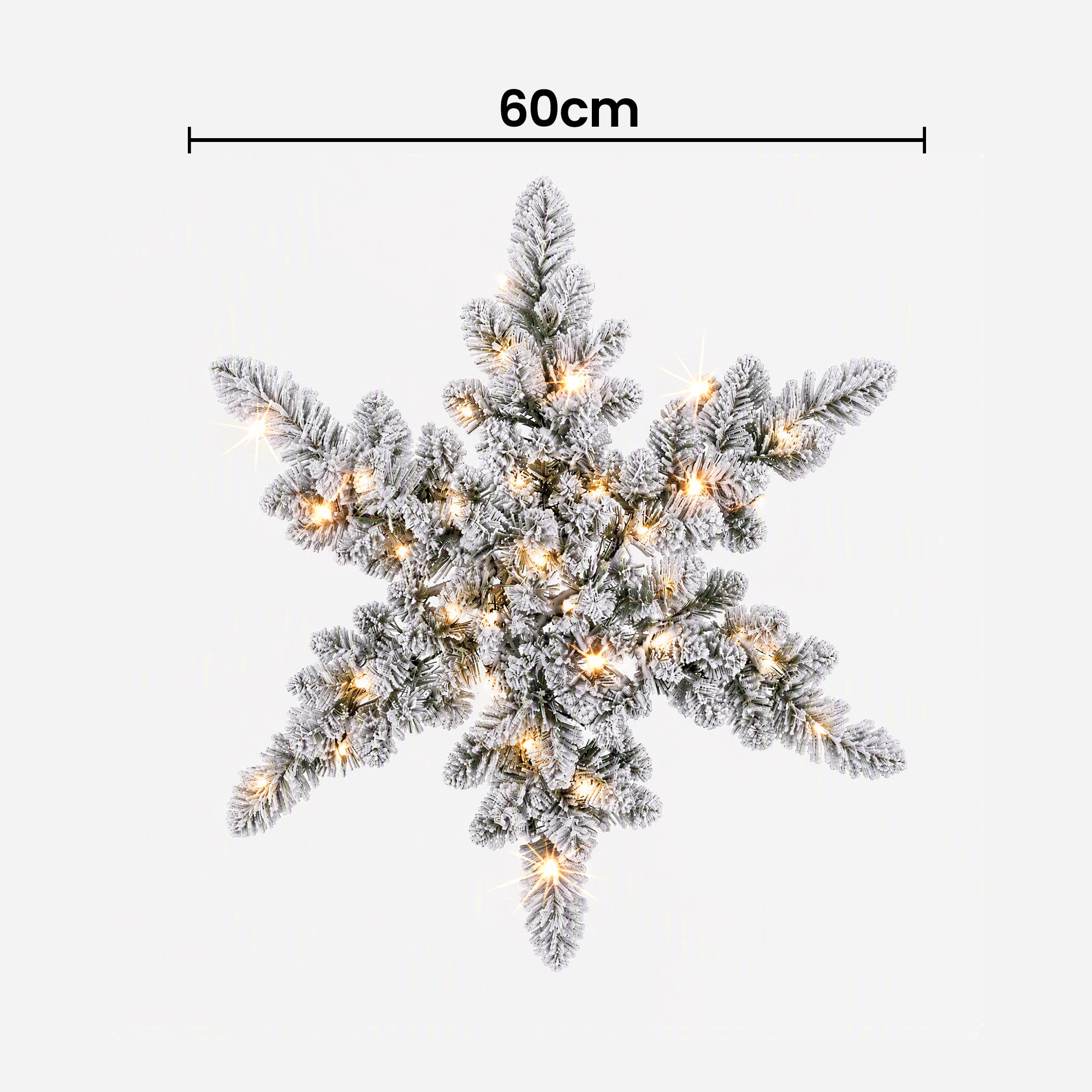 Jingle Jollys 60cm Flocked Snowflake Christmas Wreath Garland Pre-Lit 40 LED Light Decor