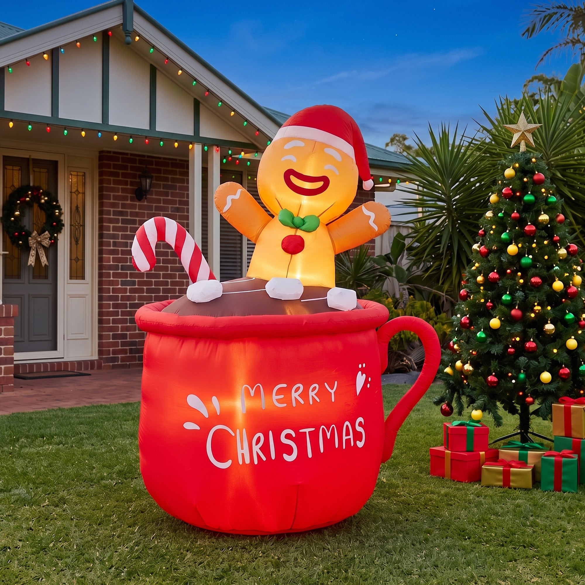 Jingle Jollys Christmas Inflatable Cup 1.8M Height LED Outdoor Decorations Illuminated