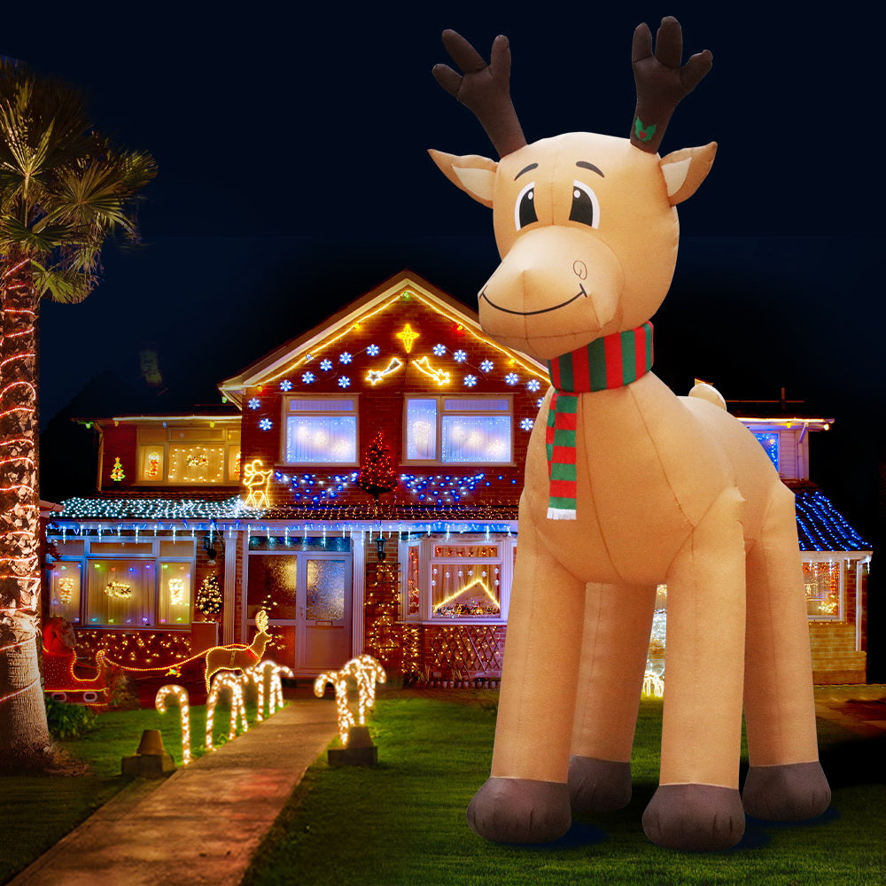 Jingle Jollys Christmas Inflatable Reindeer 5M Illuminated Decorations