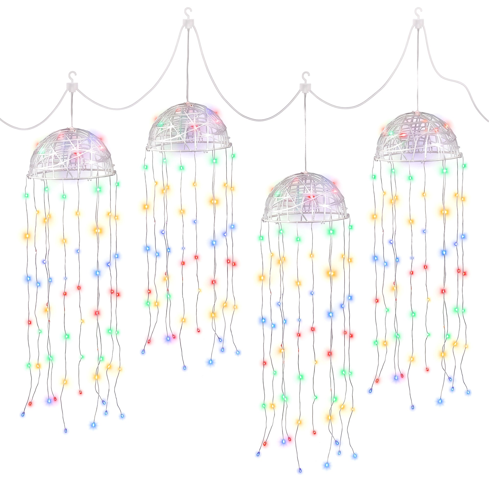 Jingle Jollys Christmas Lights Solar Jellyfish 4Pcs Garden Decorative Multi-Color