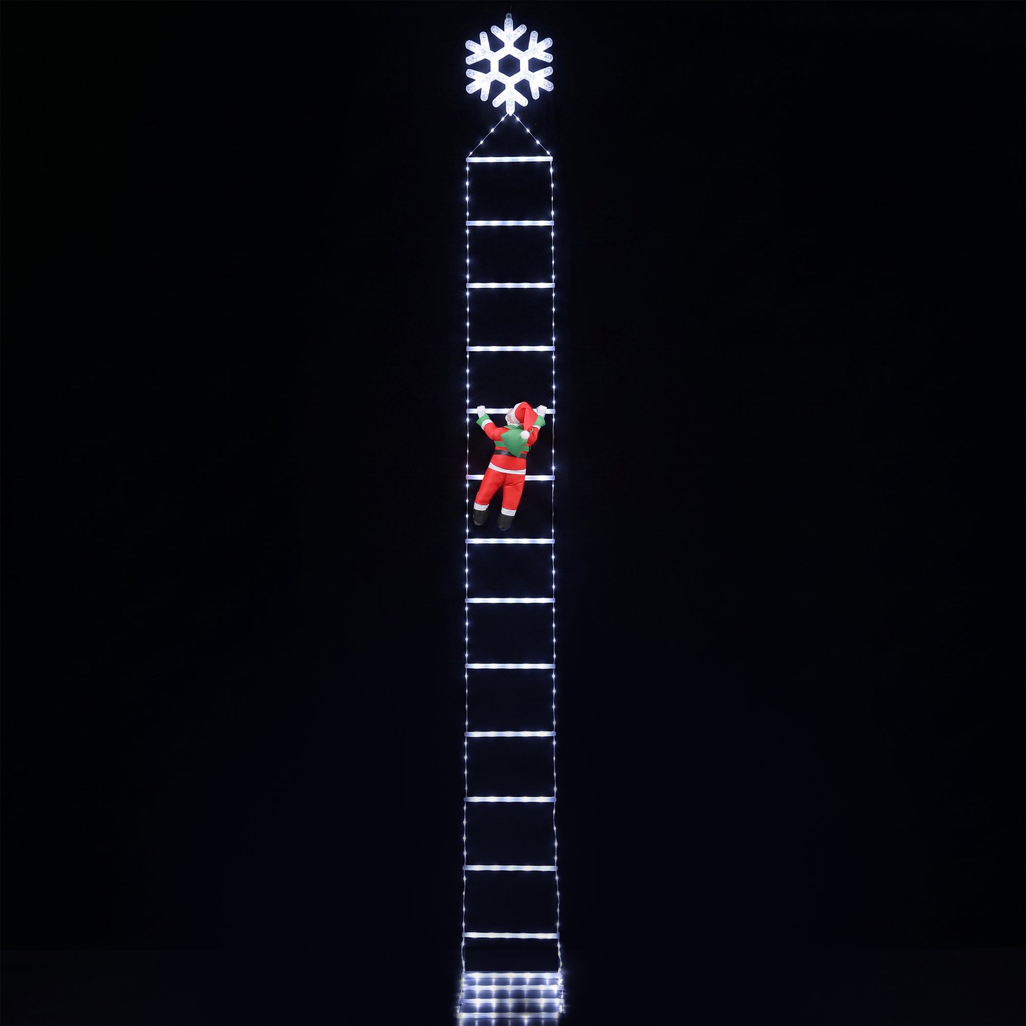 Jingle Jollys Christmas Ladder Lights Santa 3.4m 328LED Hanging Decor Cool White