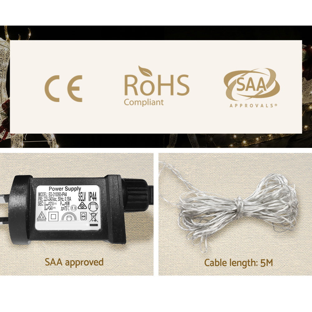 Jingle Jollys Christmas Lights Reindeer Sleigh 215 LED Decorations