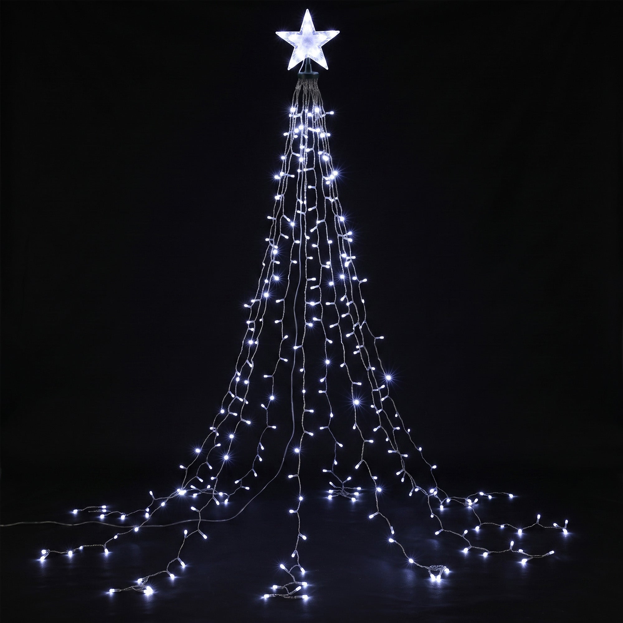 Jingle Jollys 2.5M Christmas Tree Lights Christmas Lights Tree Topper Waterfall Fairy Lights White