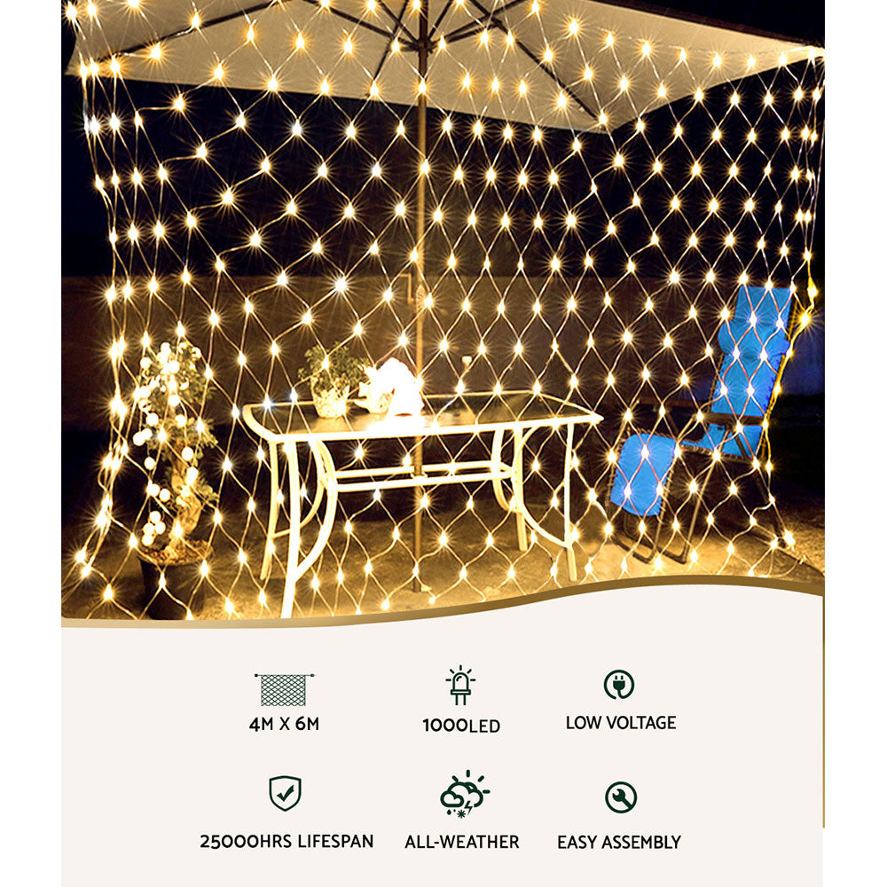 Jingle Jollys ChristmasLights? 4mx6m Net String Light 1000 LED Warm White