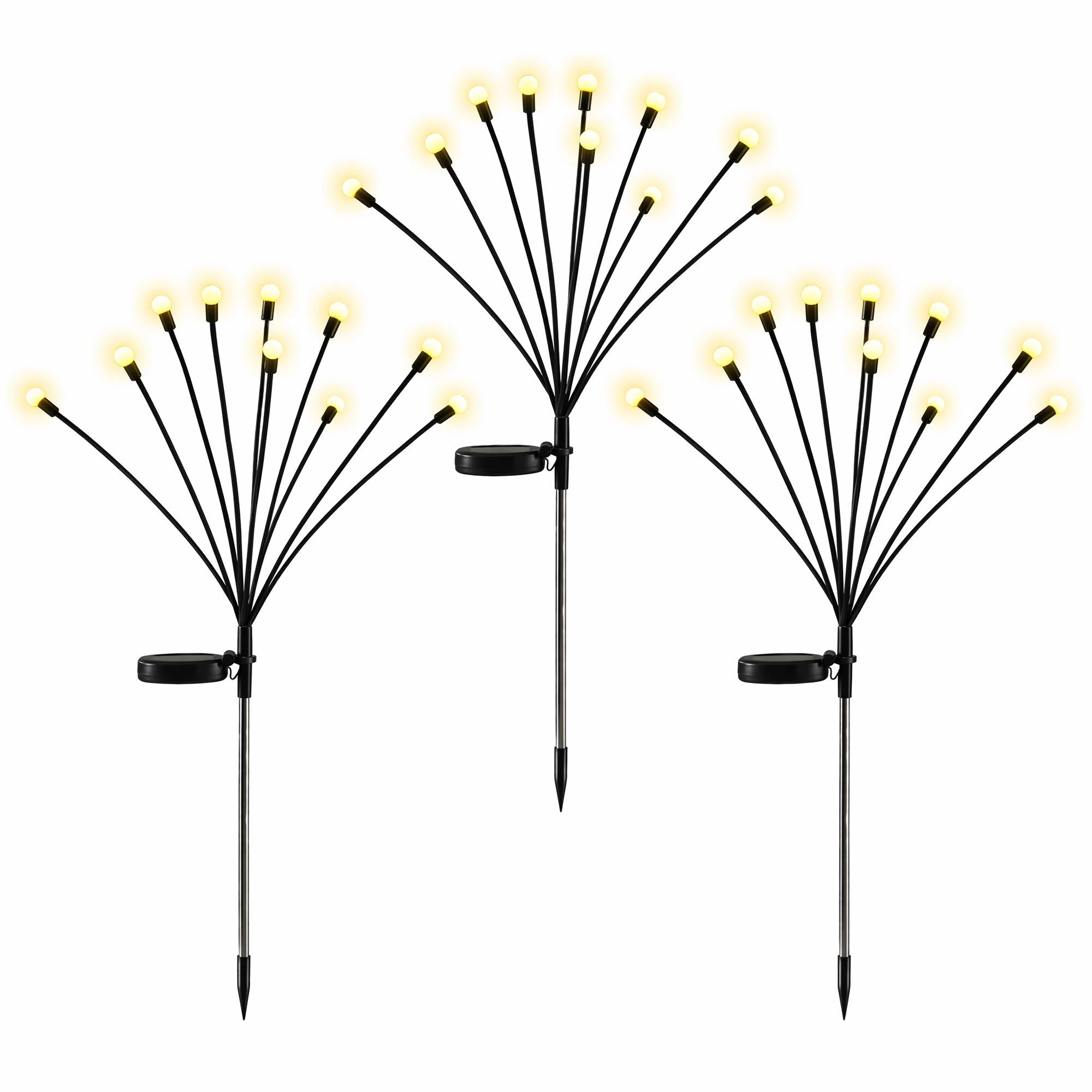 Jingle Jollys Christmas Lights Solar Firefly Lights Garden Decoration Path Lights Warm White 3 Pack