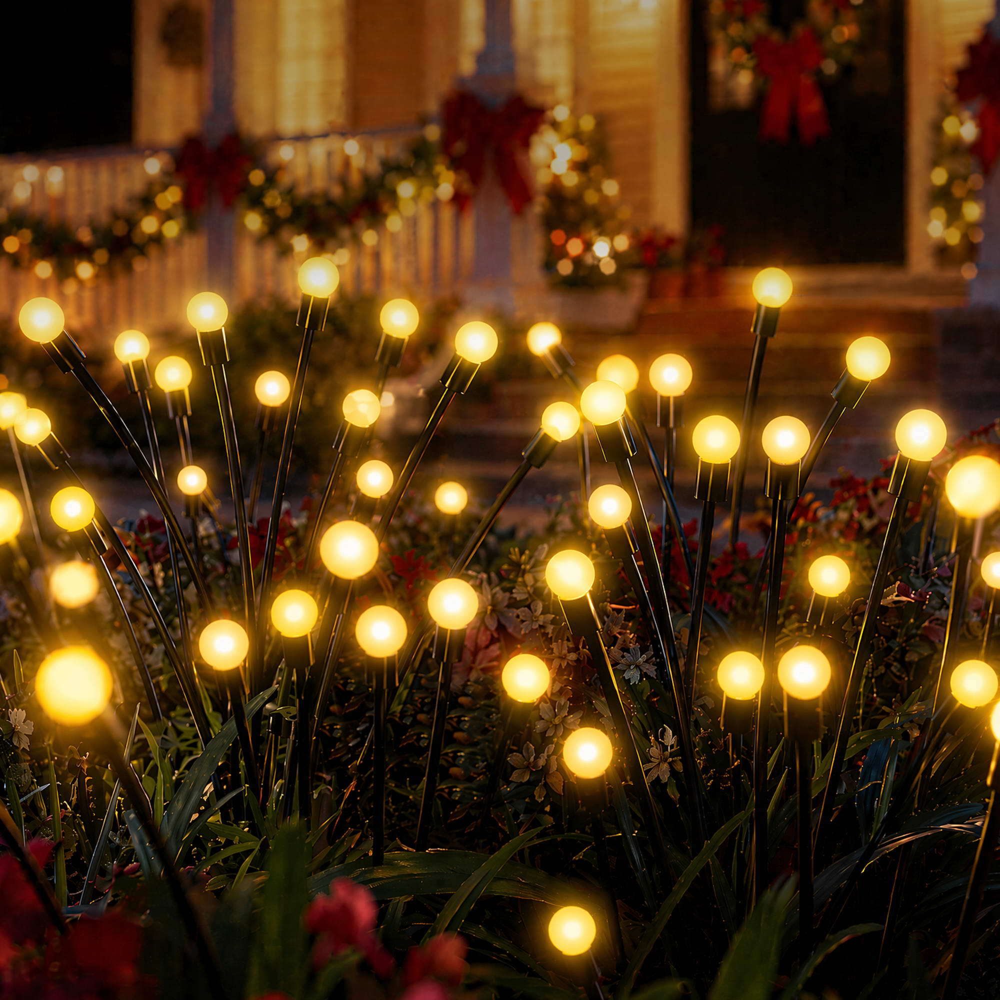 Jingle Jollys Christmas Lights Solar Firefly Lights Garden Decoration Path Lights Warm White 3 Pack