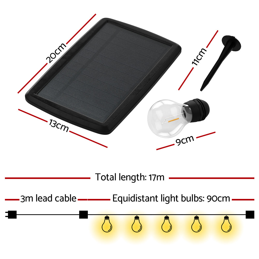 17m Solar Festoon Lights Outdoor LED String Light 2pcs Christmas Decorations