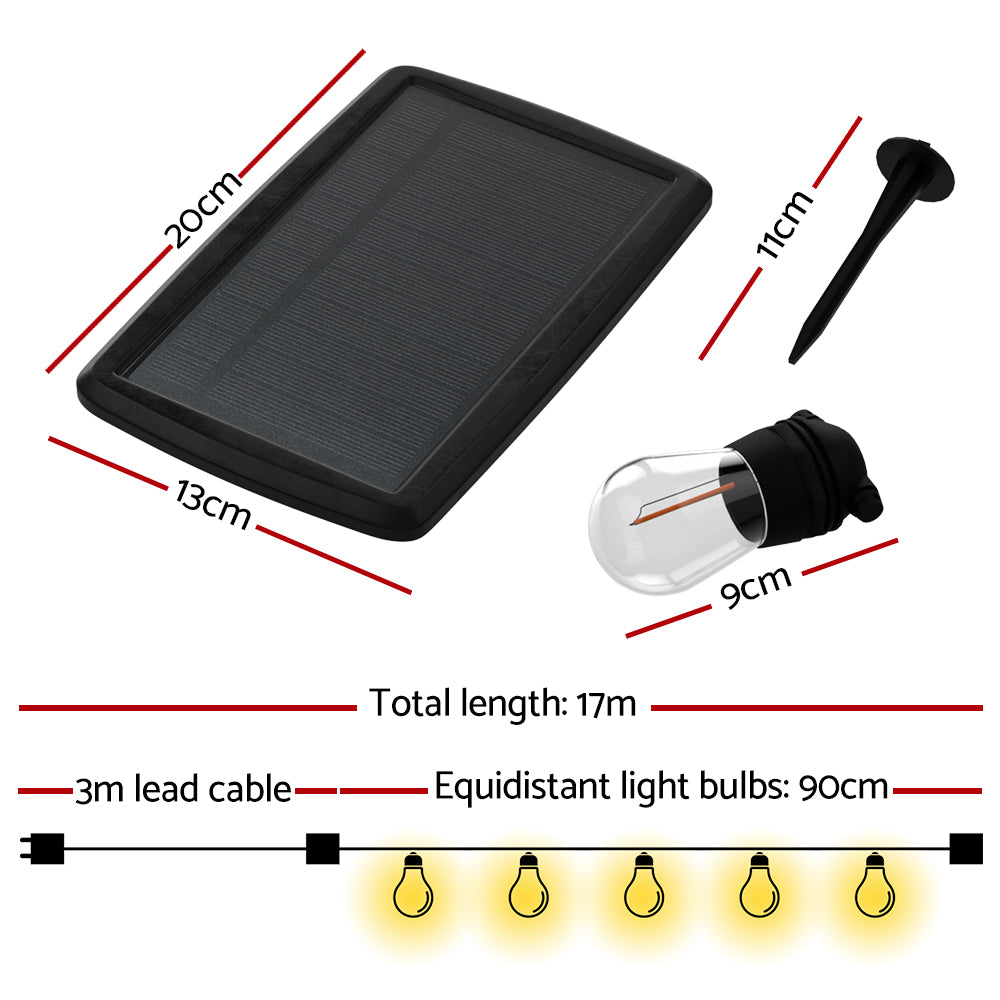 17m Solar Festoon Lights Outdoor LED String Light 2pcs Christmas Party Decor