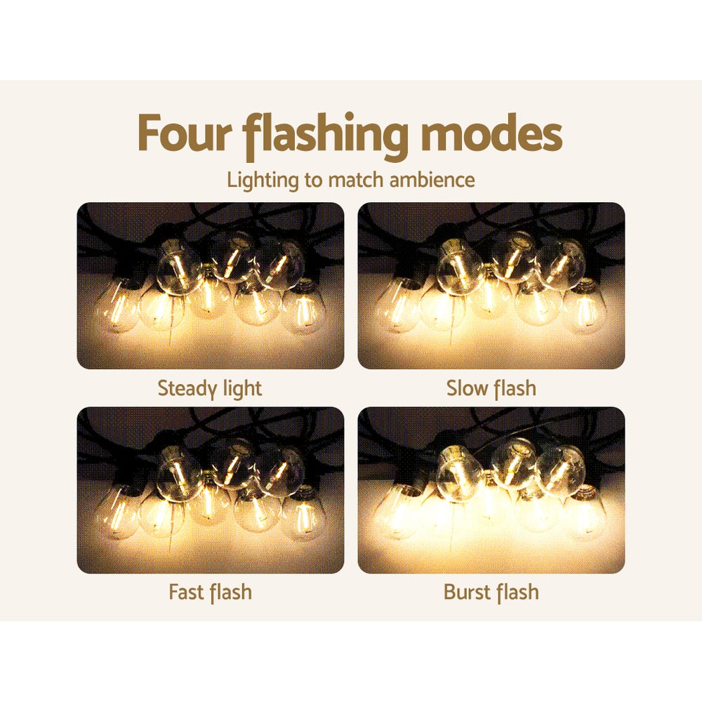 17m Solar Festoon Lights Outdoor LED String Light 2pcs Christmas Party Decor