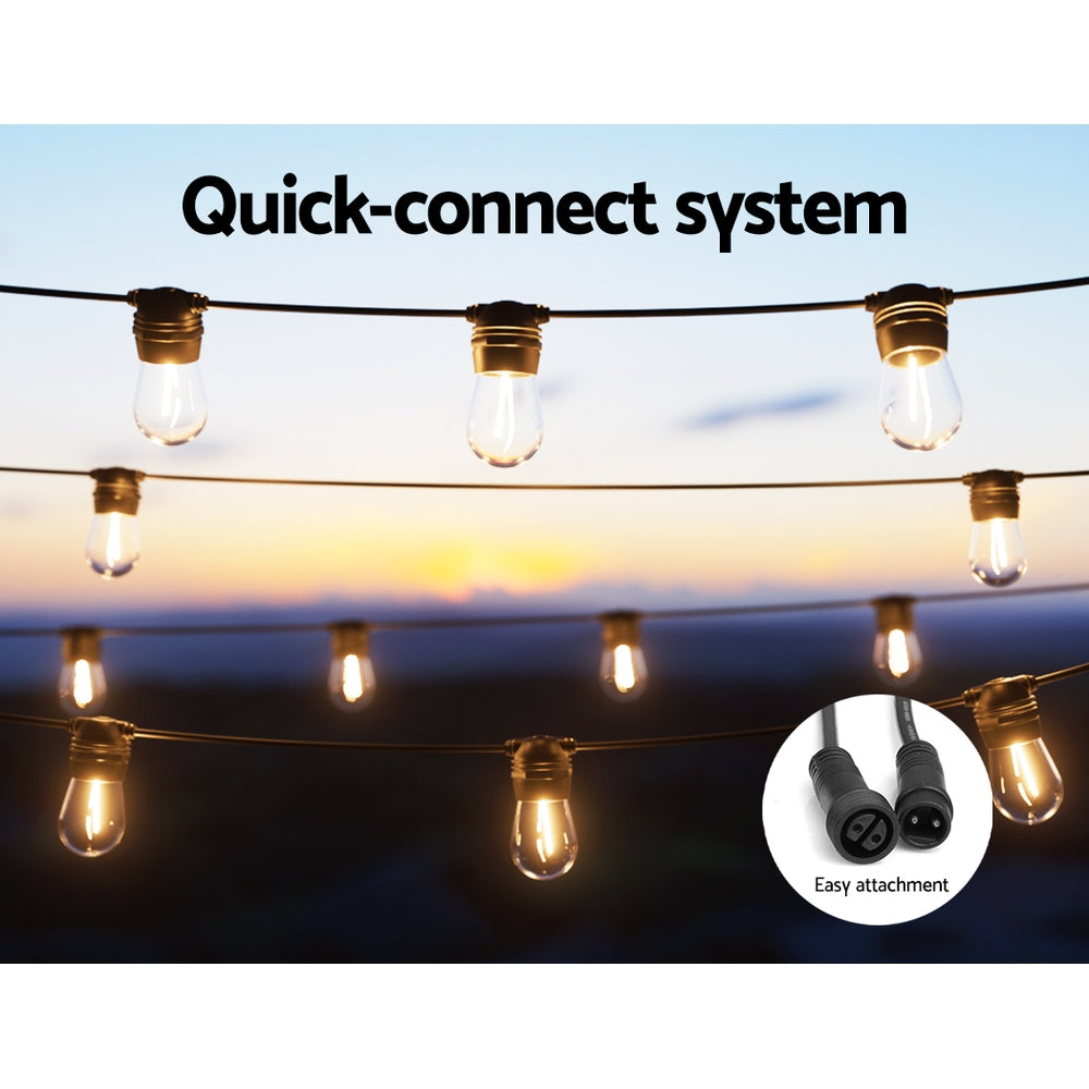 17m Solar Festoon Lights Outdoor LED String Light 2pcs Christmas Party Decor