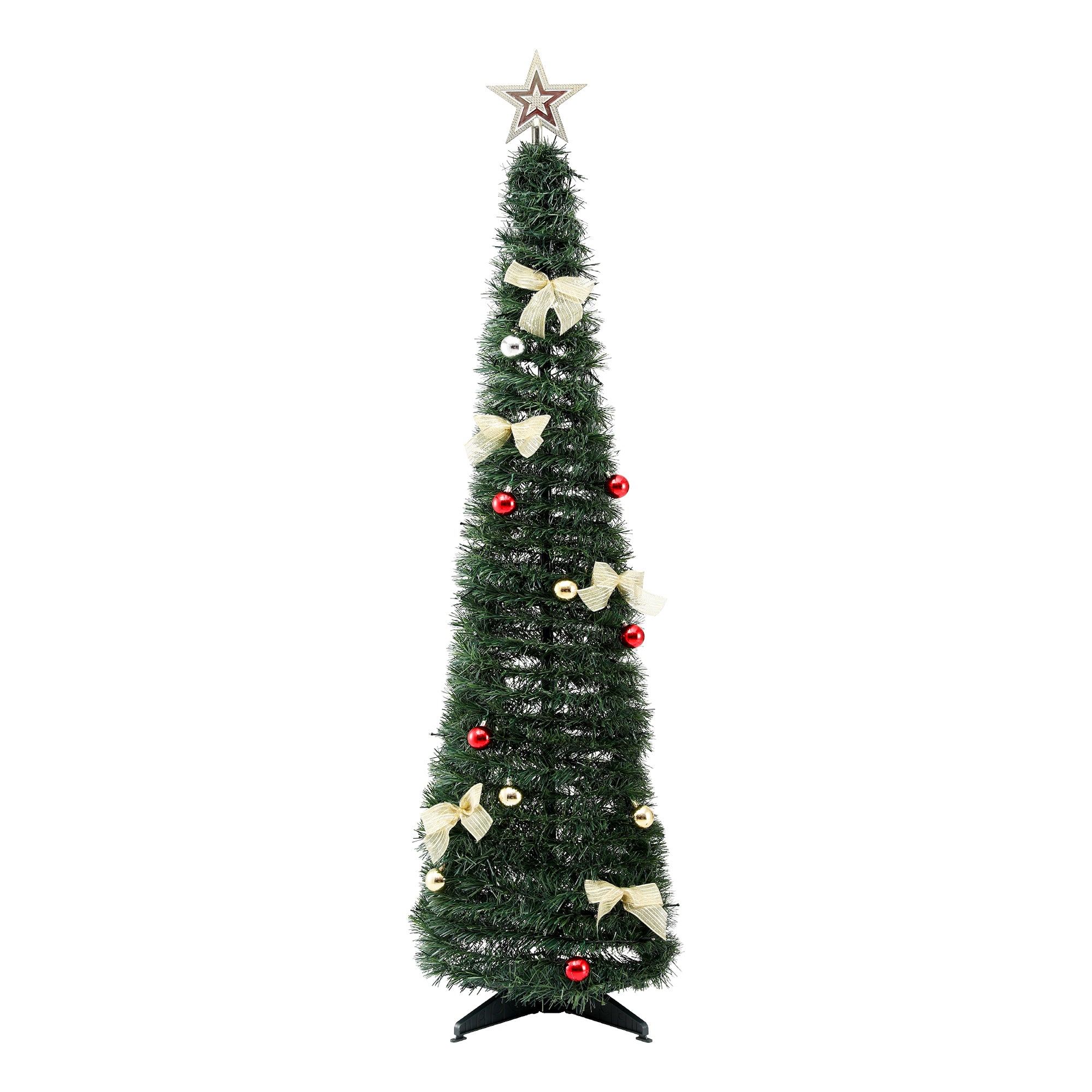 Jingle Jollys Pop Up Christmas Tree Pre Decorated Multicolour LED 155cm