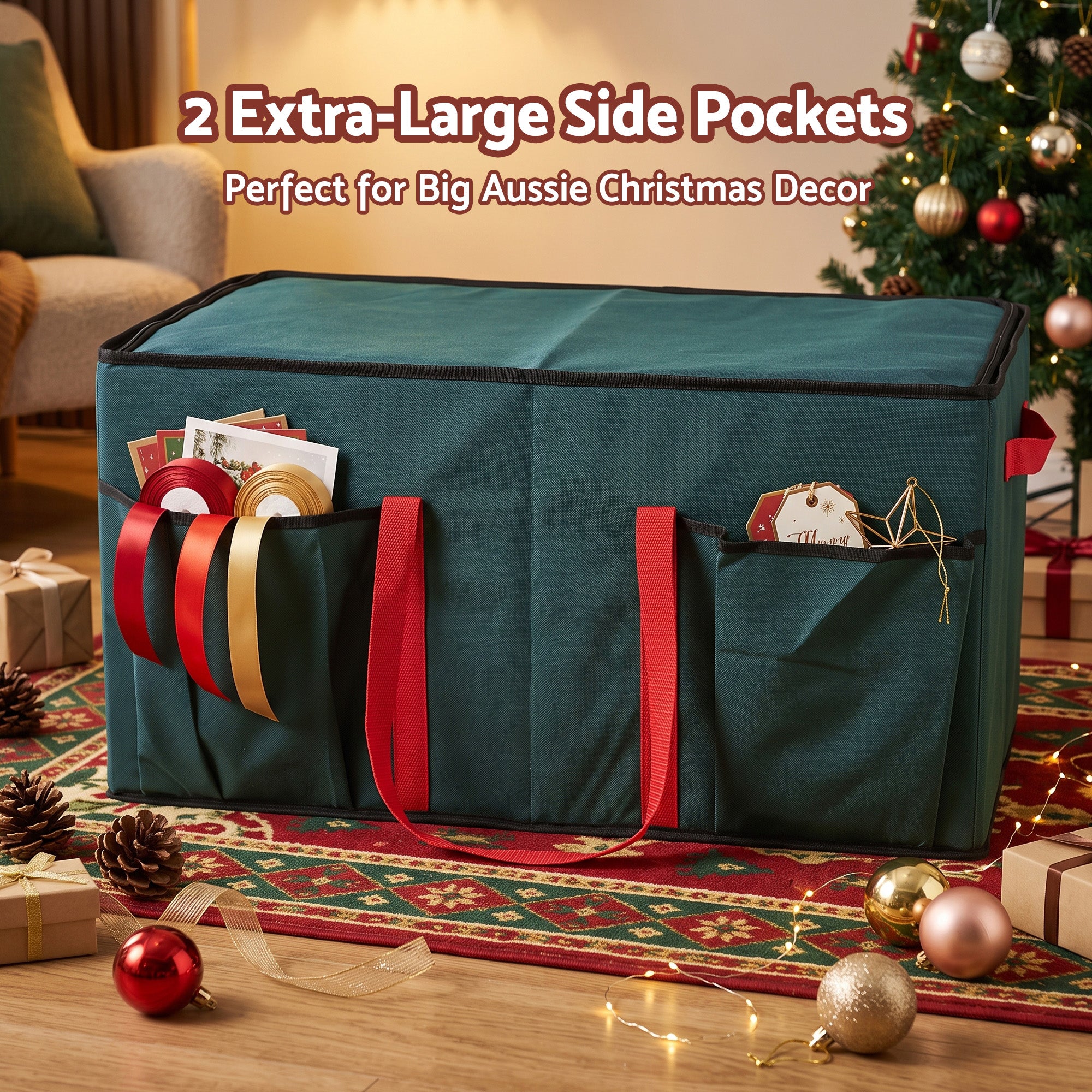 Jingle Jollys Christmas Baubles Storage Box 128 Slots Decor Ornaments Container Green