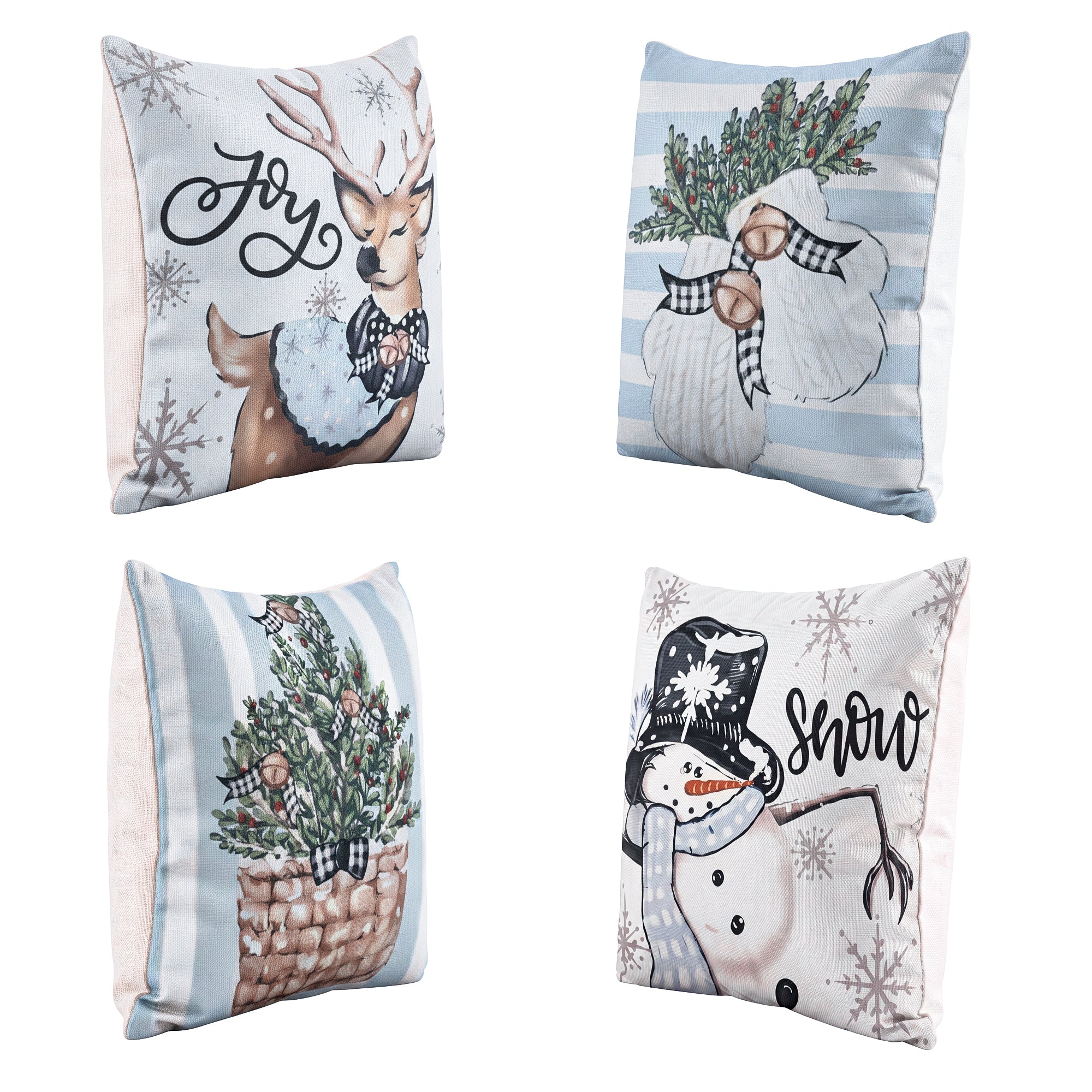 Jingle Jollys Christmas Cushion Covers Set of 4 Pillow Covers 45x45cm Blue
