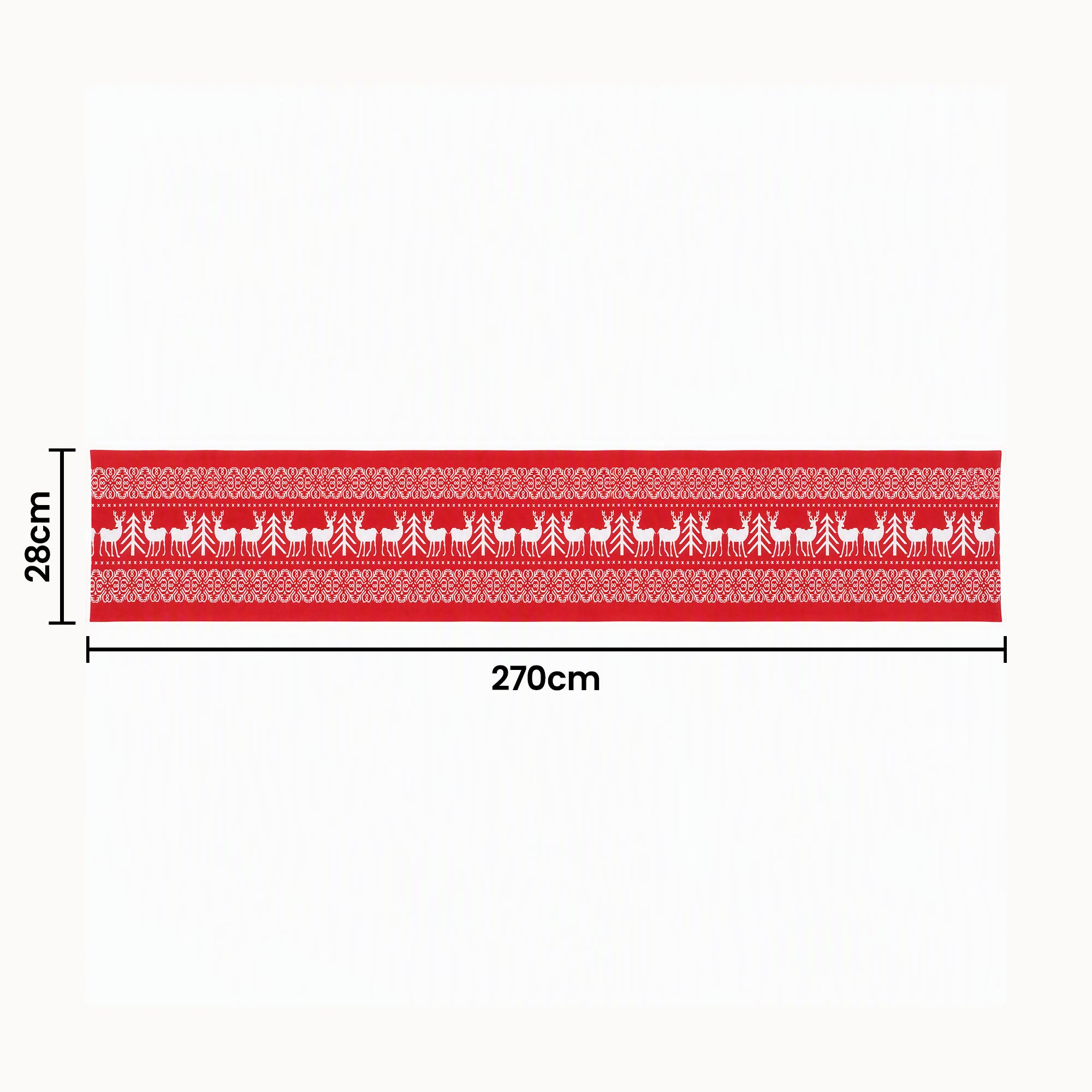 Jingle Jollys Christmas Table Runner Reindeers 270x28CM Dining Party Decor Red
