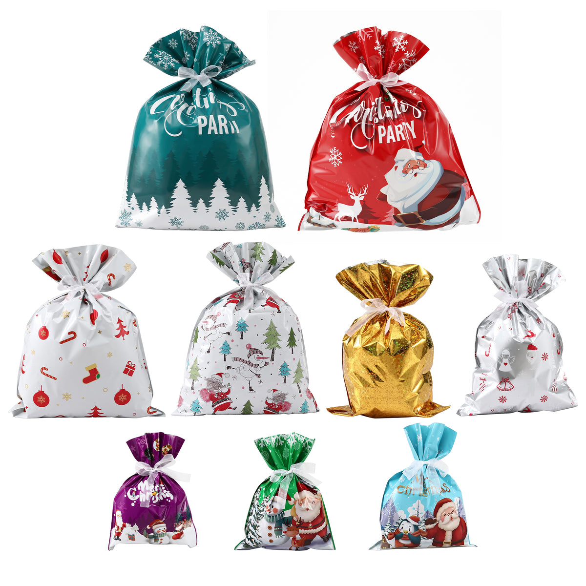 Jingle Jollys 27PCS Christmas Gift Bags Set Large Medium Small 4 Assorted Sizes