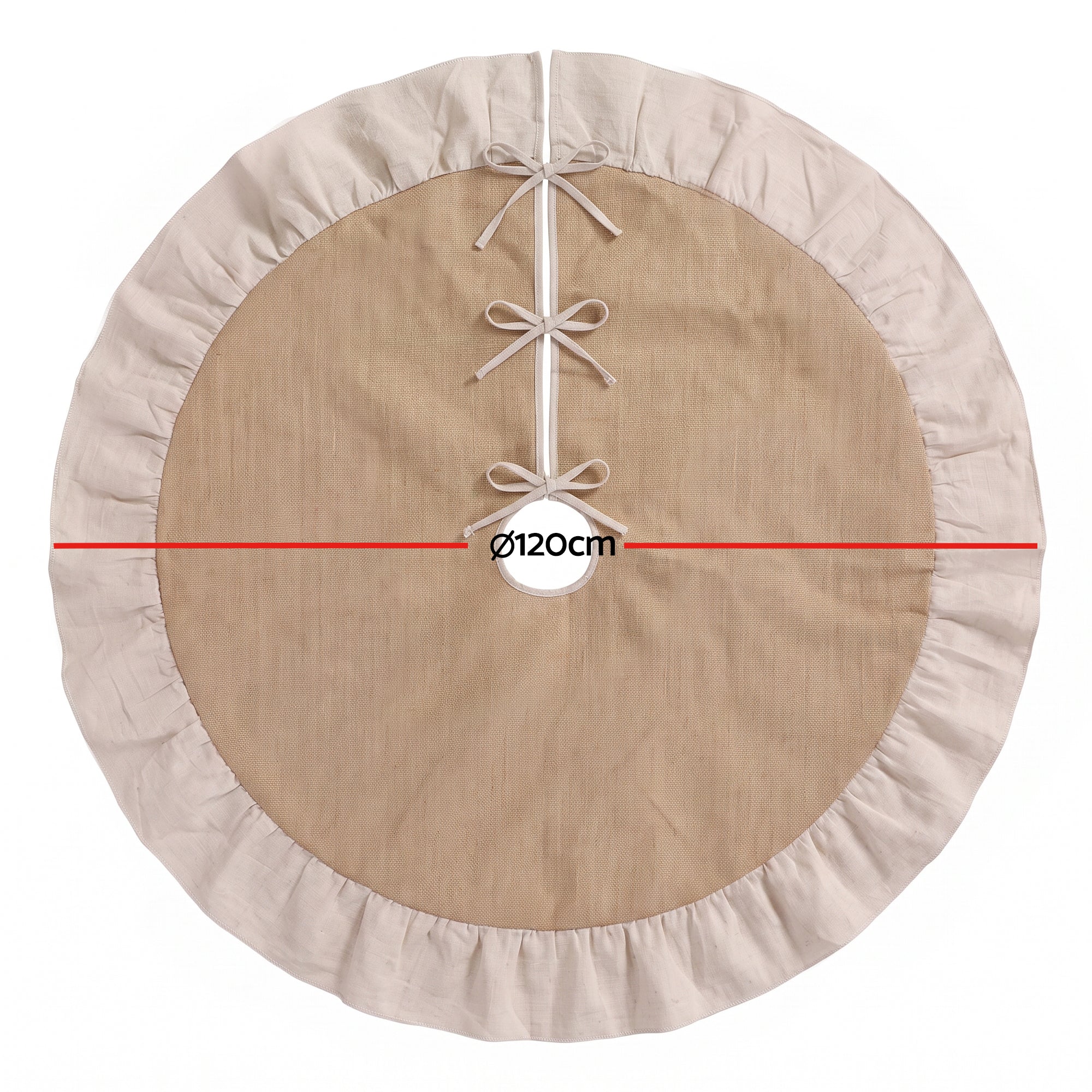 Jingle Jollys 120cm Christmas Tree Skirt Linen Christmas Tree Mat Decor