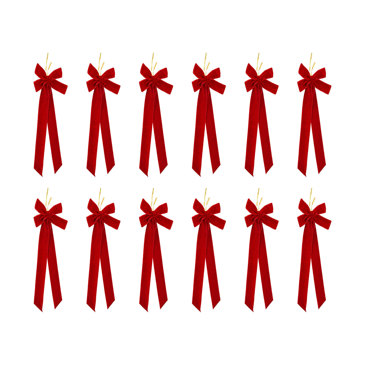 Jingle Jollys 12Pcs Red Velvet Christmas Bows Tree Decorations Xmas Decor