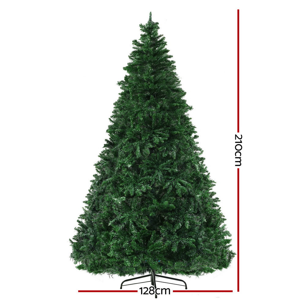 Jingle Jollys Christmas Tree 2.1m Xmas Tree Decoration 9 Light Modes Dual Colour
