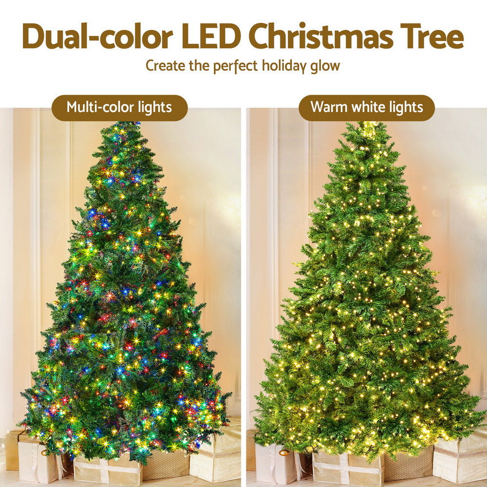 Jingle Jollys Christmas Tree 2.1m Xmas Tree Decoration 9 Light Modes Dual Colour