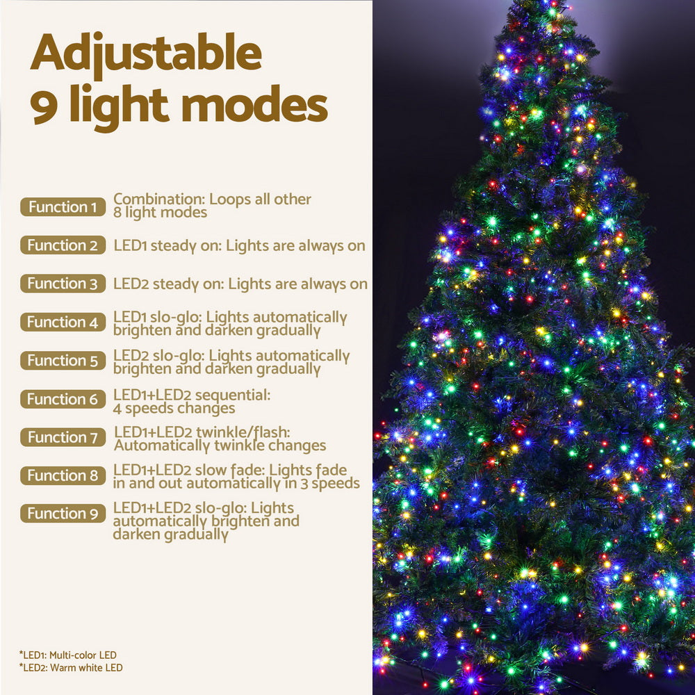 Jingle Jollys Christmas Tree 2.1m Xmas Tree Decoration 9 Light Modes Dual Colour