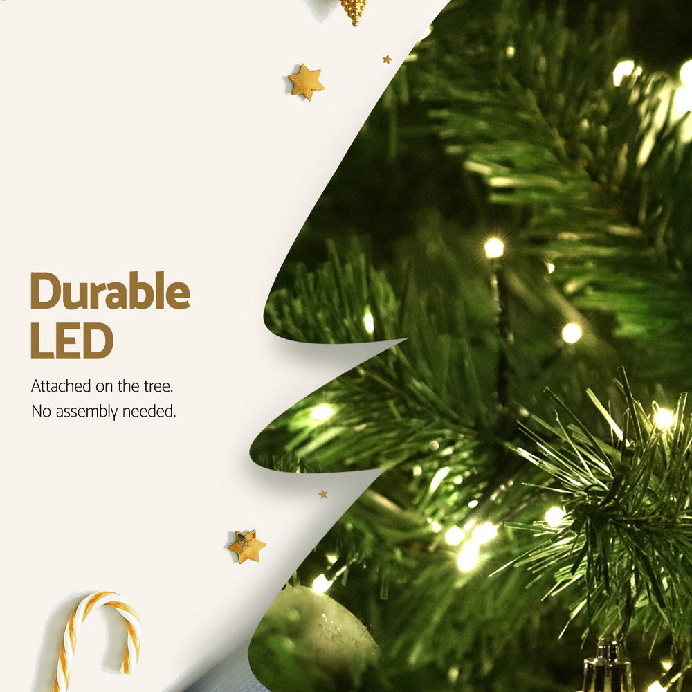 Jingle Jollys Christmas Tree 2.4m Xmas Tree Decorations 1488 LEDs 8 Light Modes