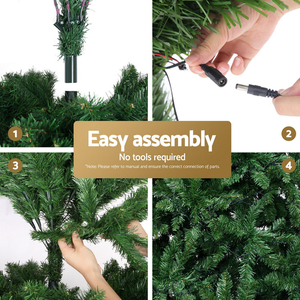 Jingle Jollys Christmas Tree 2.4m Xmas Tree Decorations 1488 LEDs 8 Light Modes