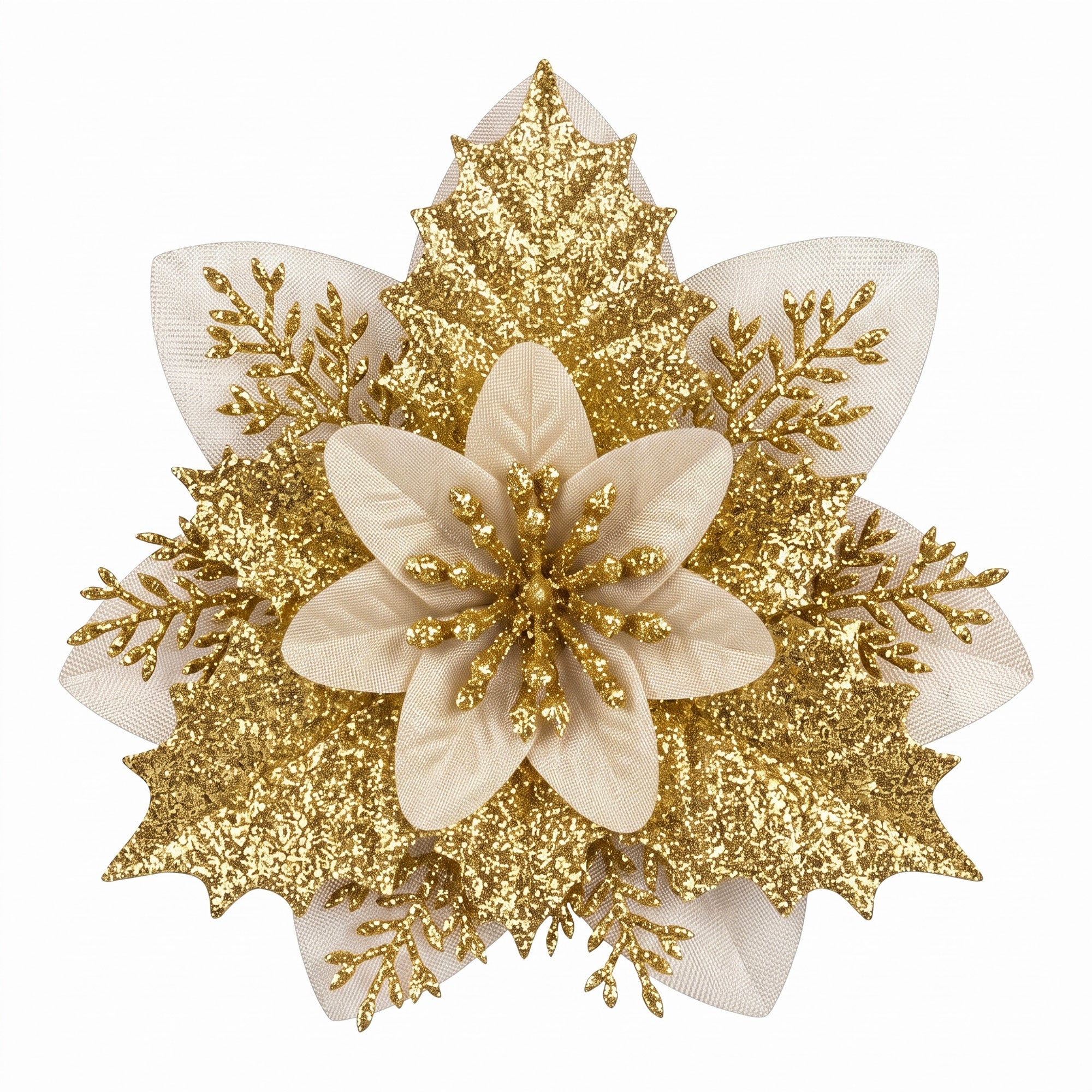 Jingle Jollys 10Pcs Christmas Tree Flower Set Garland Wreath Poinsettia Decorations