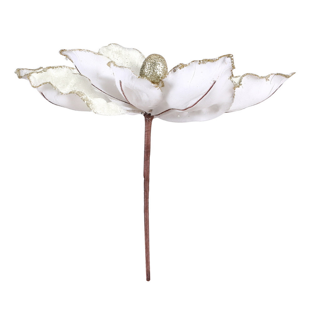 Jingle Jollys 14Pcs Christmas Tree Flower Set Garland Wreath Poinsettia White