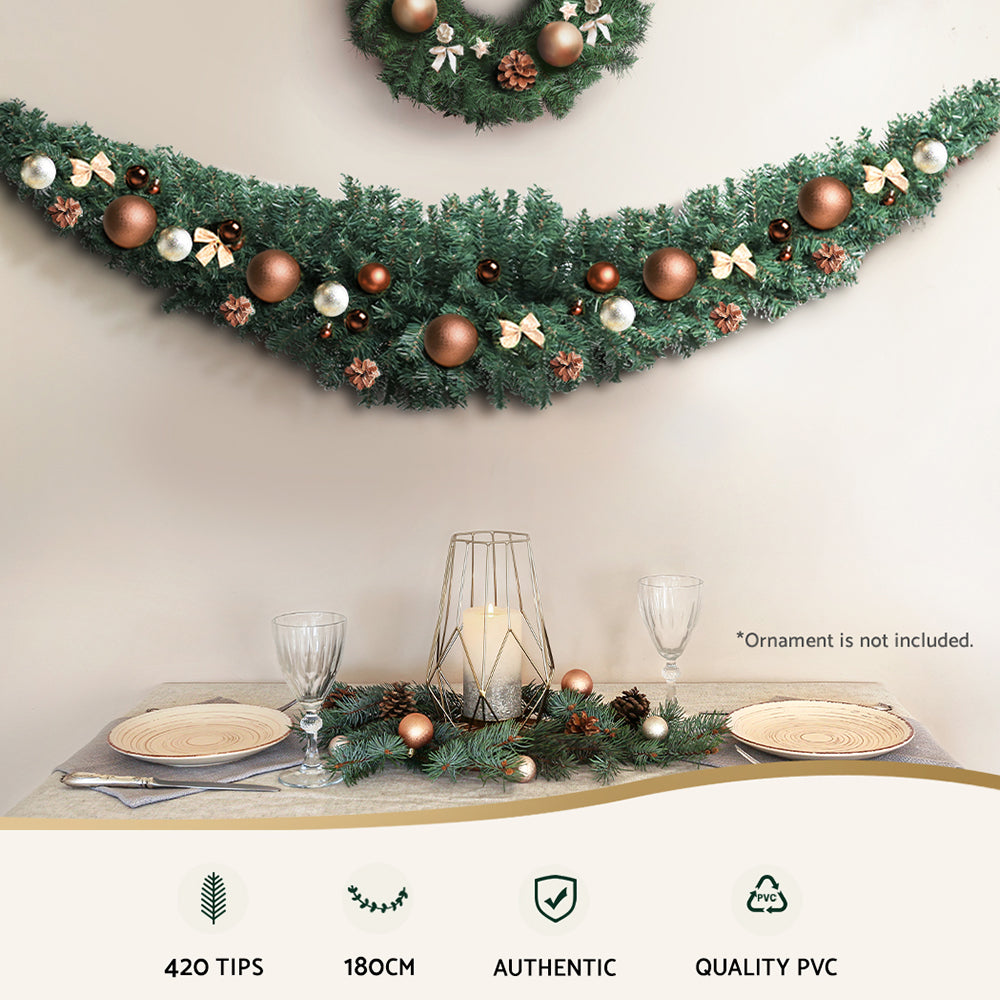 Jingle Jollys 1.8m Christmas Garland Xmas Decorations Green Wedding Party