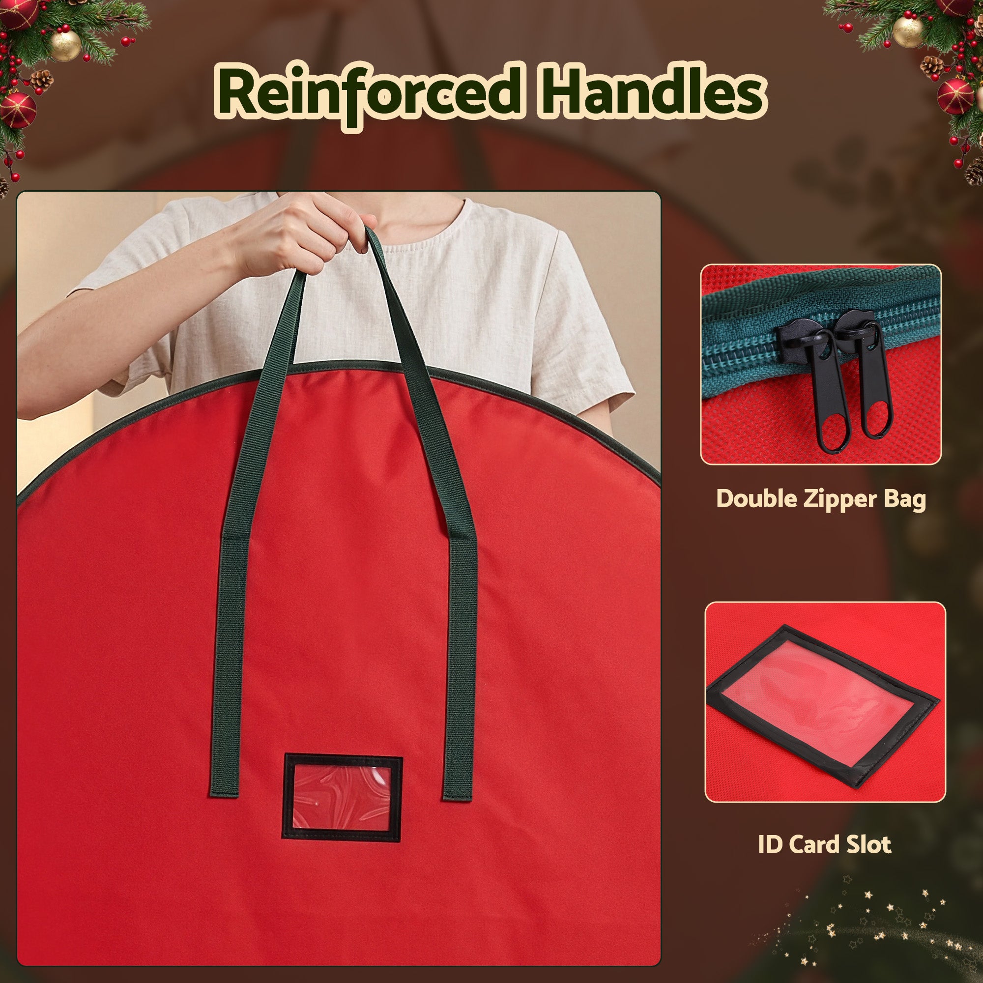 Jingle Jollys Christmas Garland Wreath Storage Bag Baubles Ornaments Container Red