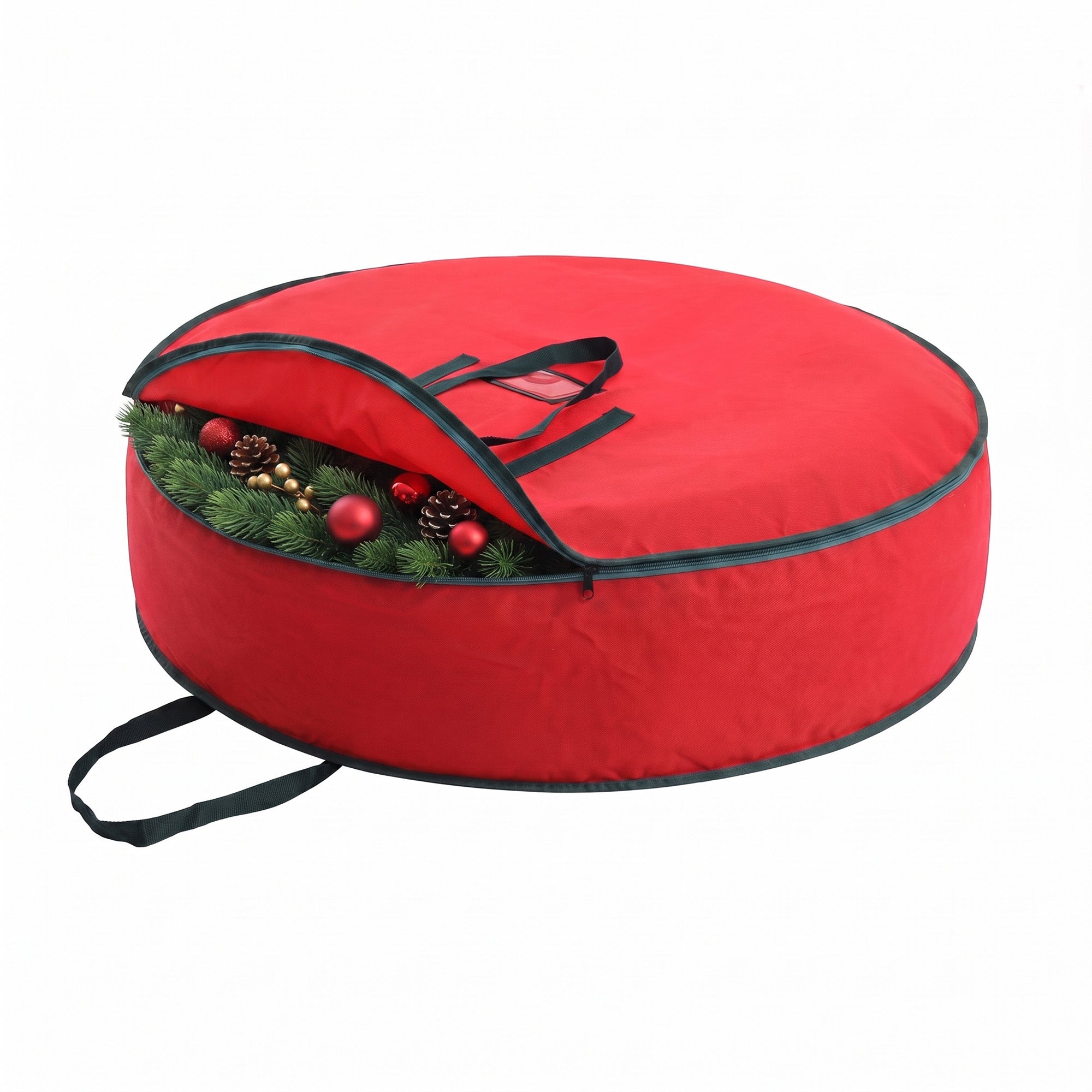 Jingle Jollys Christmas Garland Wreath Storage Bag Baubles Ornaments Container Red