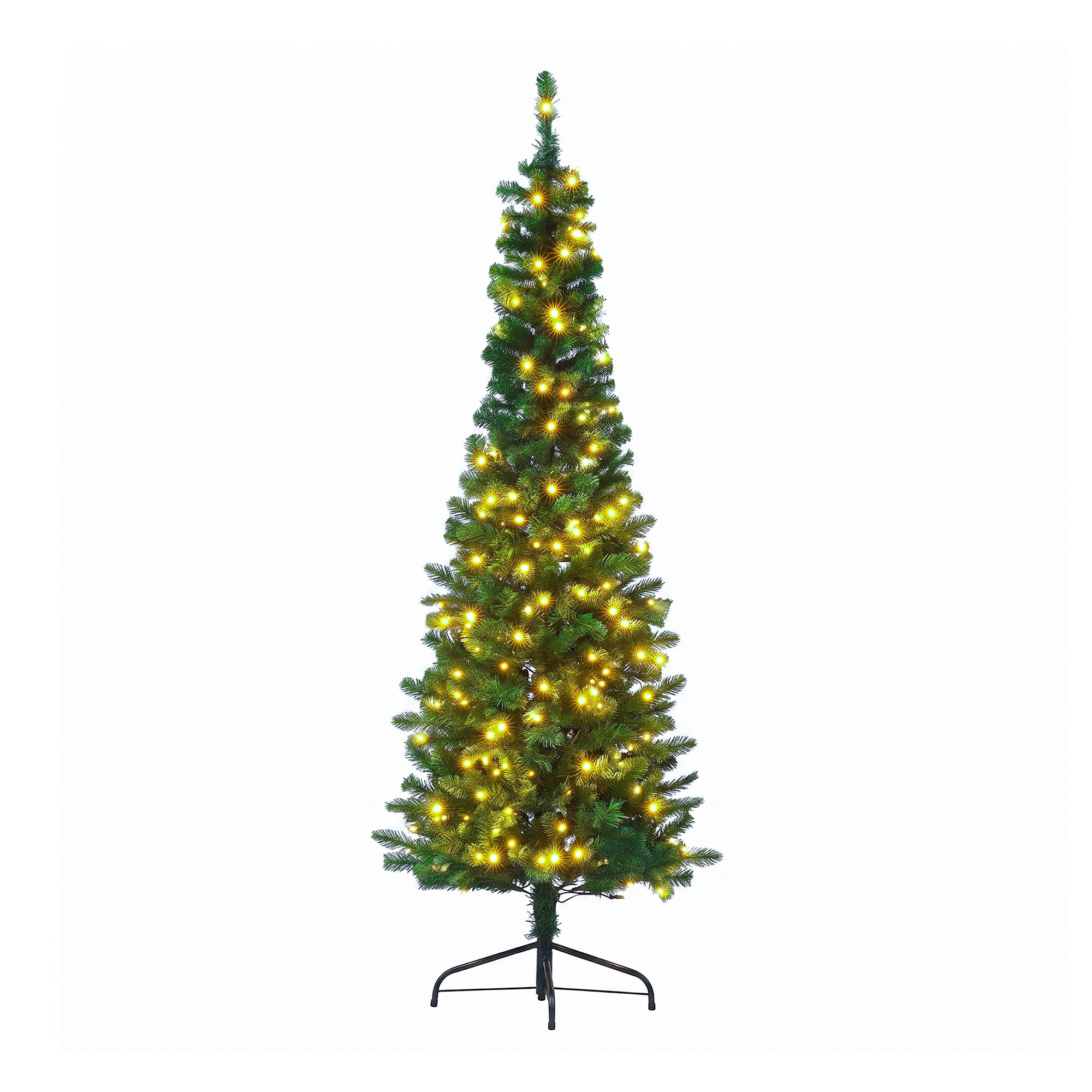 Jingle Jollys 2.4m Pre-Lit Christmas Tree Slim Pencil Xmas Tree Corner Tree