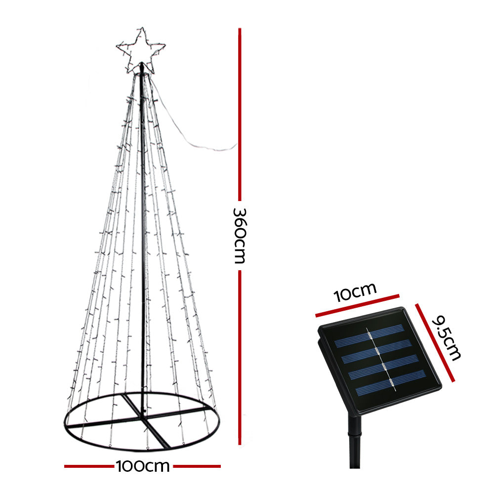 Jingle Jollys Solar Christmas Tree 3.6M 400 LED Xmas Tree Decor 8 Light Modes