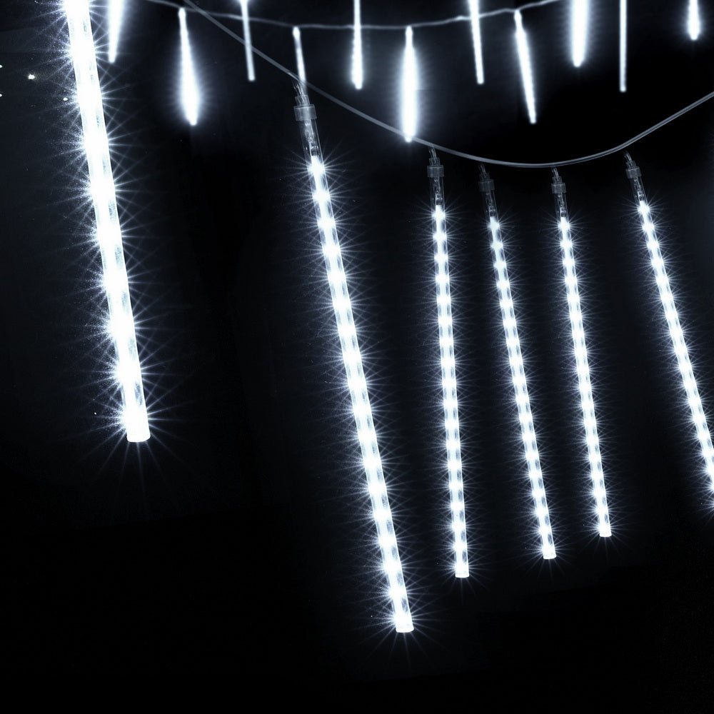 Jingle Jollys 7M Christmas Lights Shower Light 288 LED Icicle Falling Metor White