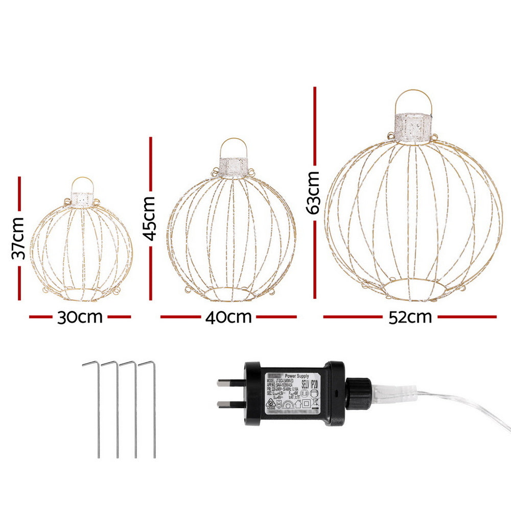 3 PCS Christmas Lights 320 LED Fairy Light Ball Decorations Jingle Jollys