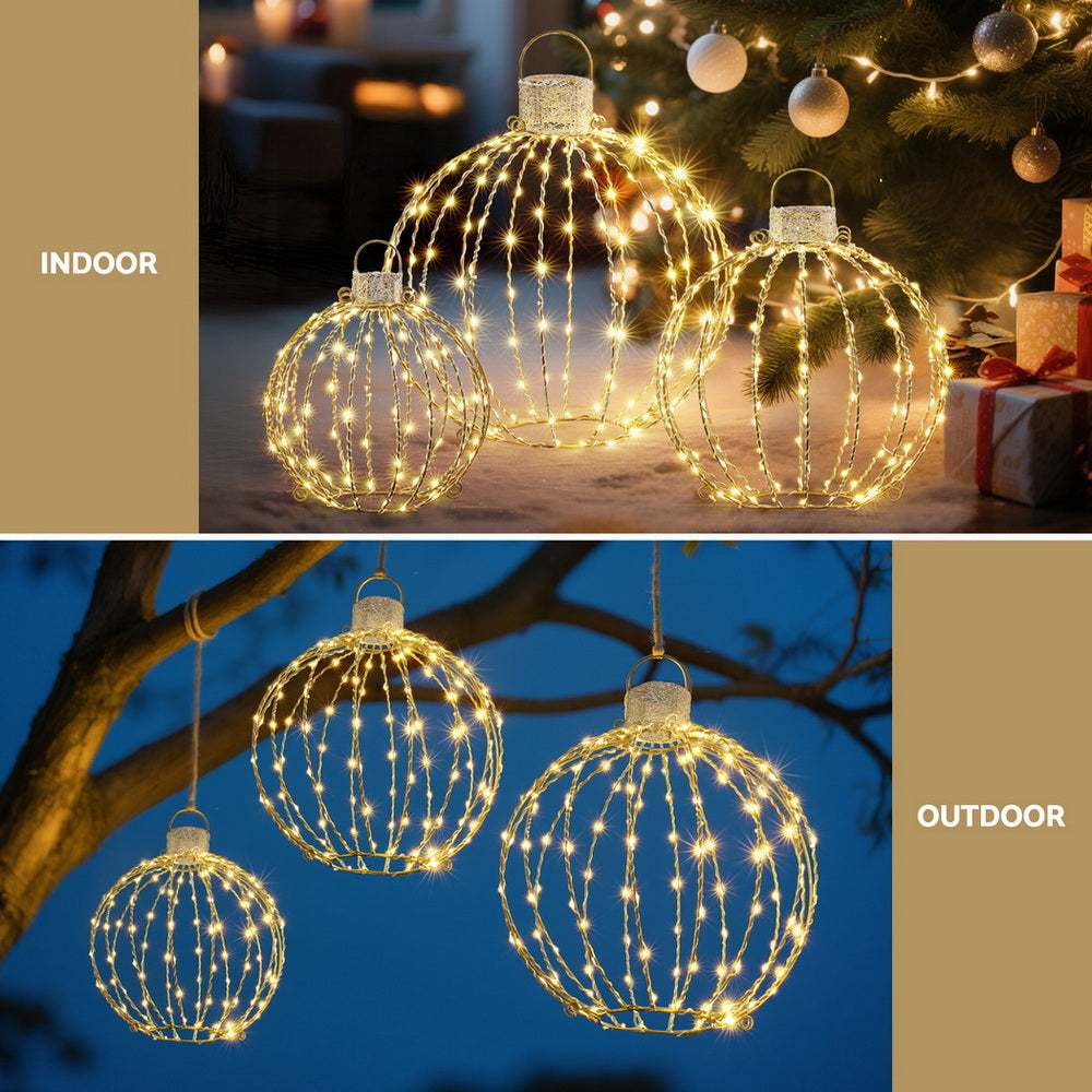 3 PCS Christmas Lights 320 LED Fairy Light Ball Decorations Jingle Jollys