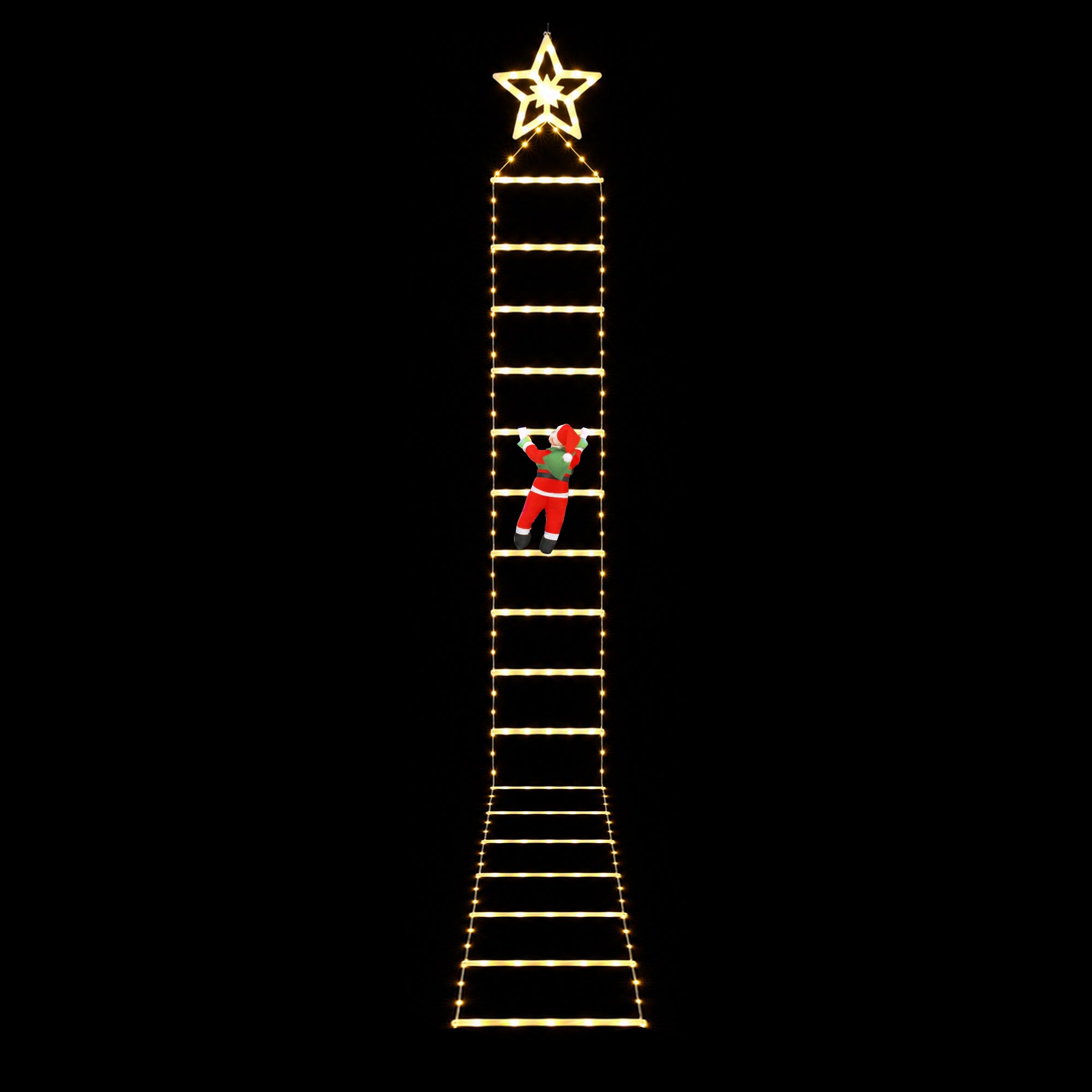 Jingle Jollys Christmas Ladder Lights Santa 3.4m 328LED Hanging Decor Warm White