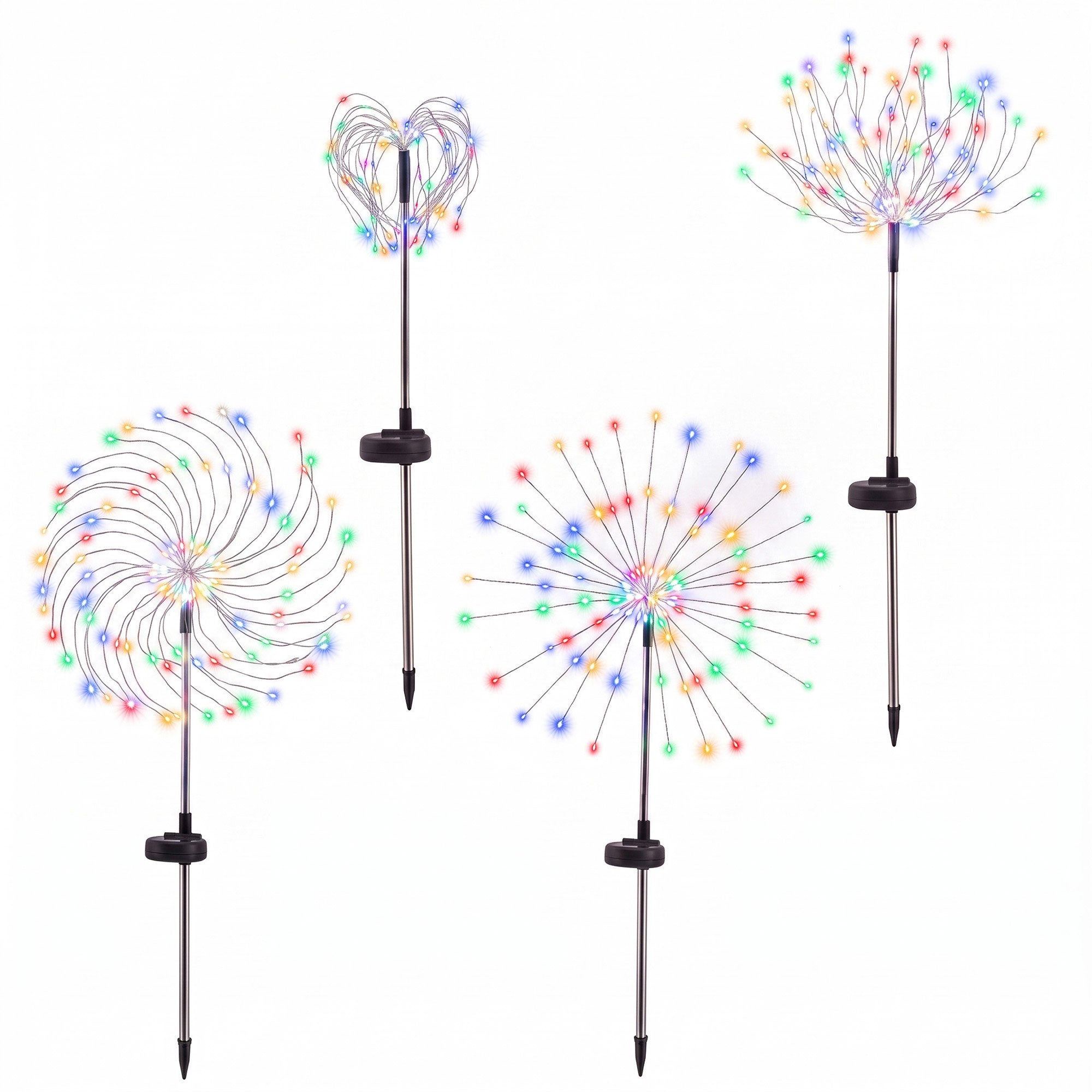 Jingle Jollys 4 Pack Christmas Path Lights Solar Firework Garden Decoration Multicolour