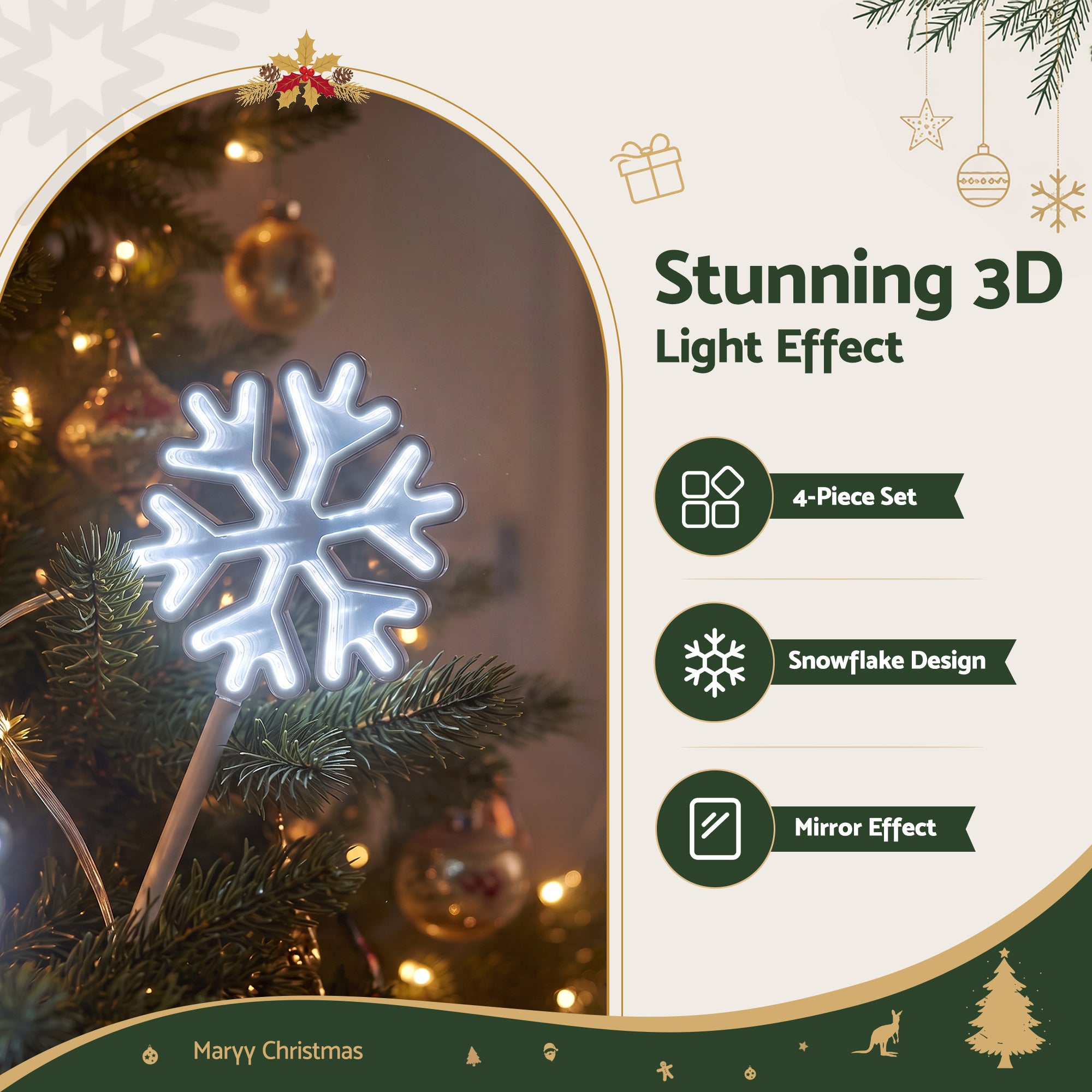 Jingle Jollys 4 Pack Christmas Lights Path Lights Garden Decoration Outdoor Pathway Lighting