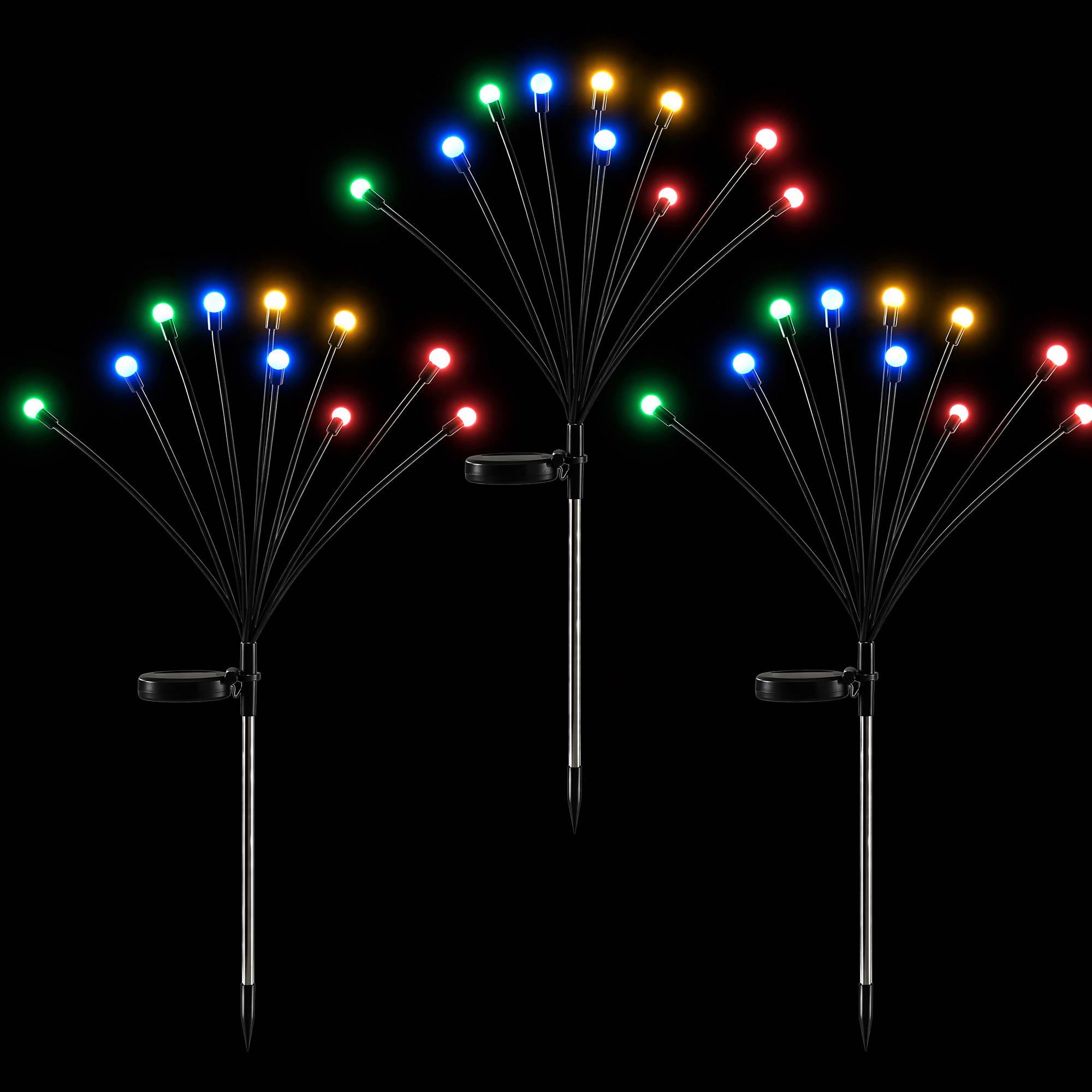 Jingle Jollys Christmas Lights Solar Firefly Lights Garden Decoration Path Lights Multicolour 3 Pack